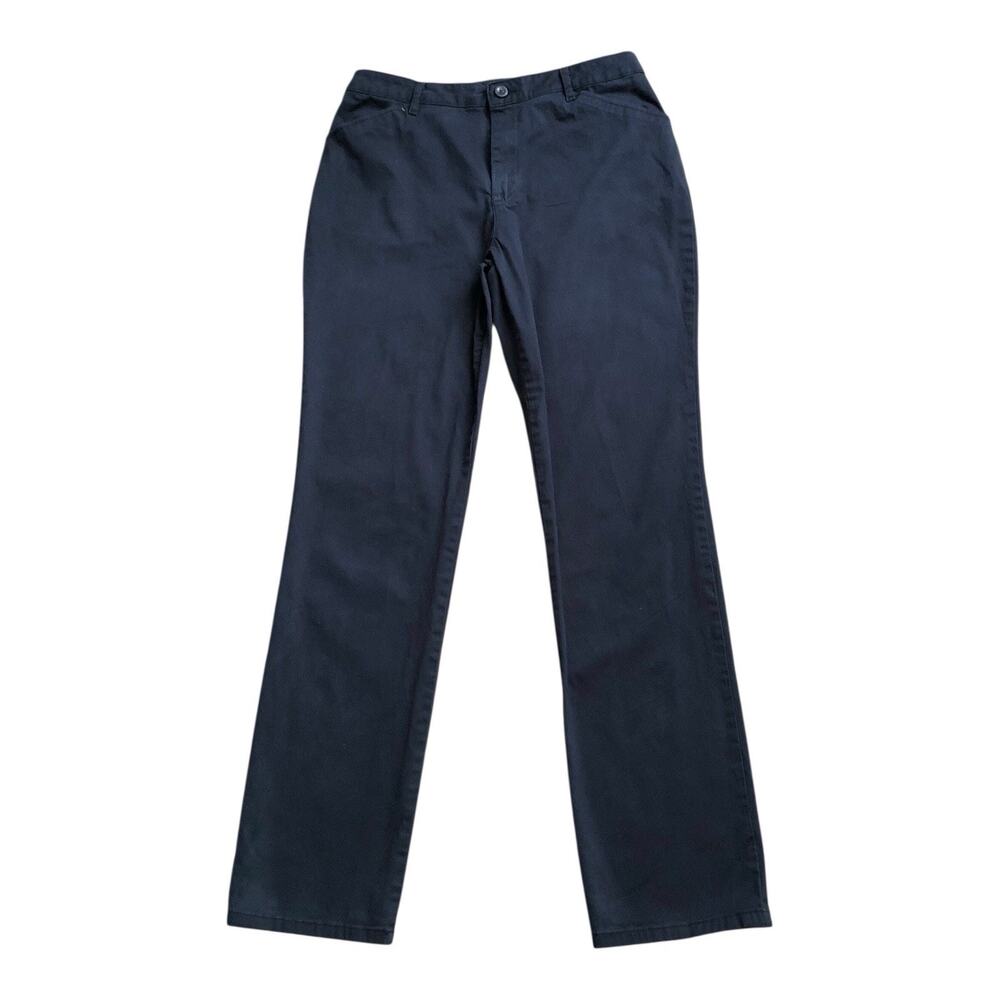 Lee Relaxed Fit Pants Womens 10 Long Navy Straight Mid Rise Stretch 32" Inseam